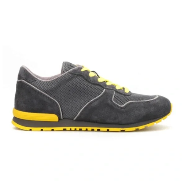 Tod's | Grey & Yellow Suede Allacciato Active Sportivo Sneakers - Picture 2 of 15